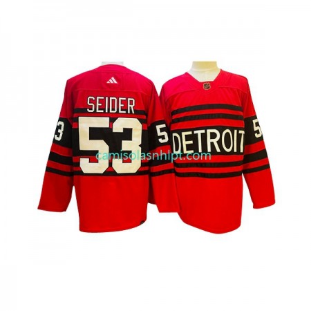 Camiseta Detroit Red Wings Moritz Seider 53 Adidas 2022-2023 Reverse Retro Vermelho Authentic - Homem